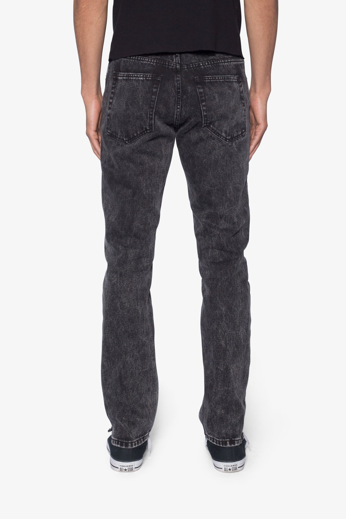 D701 Studded Turquoise Denim - Black