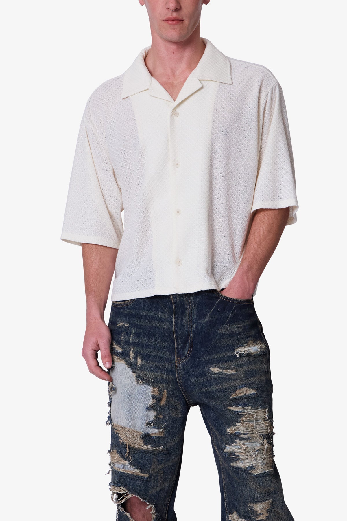 Diamond Knit Shirt - Off White