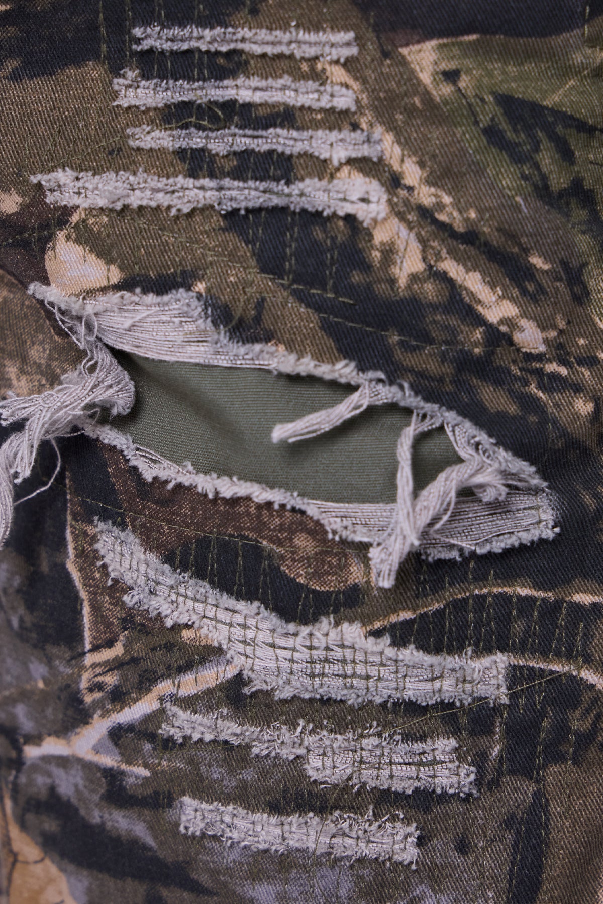 Distressed Cargo Shorts - Forest Camo