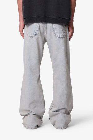 Distressed Kick Flare Denim - Light Blue