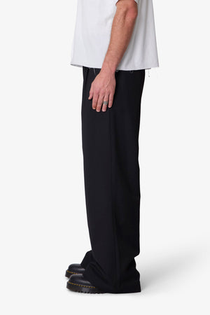 Easy Pleated Trouser Pants - Black