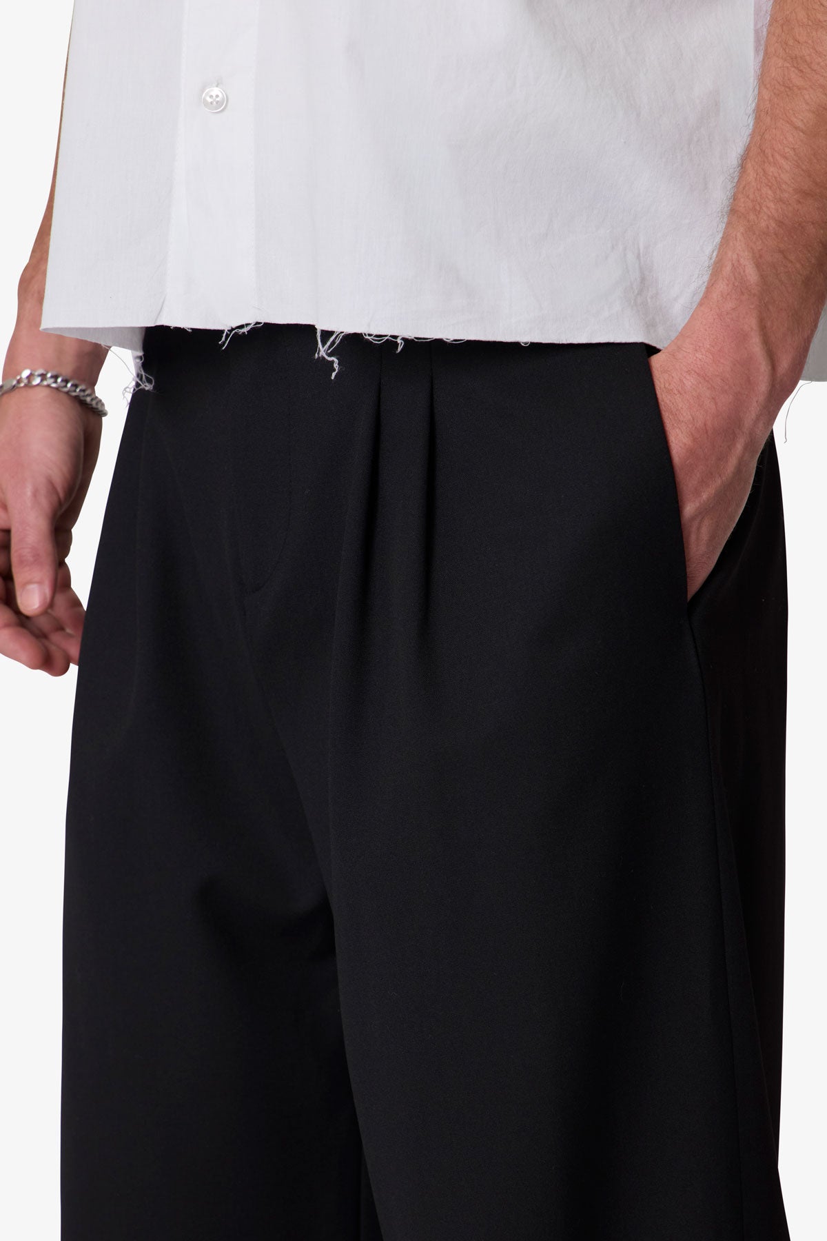 Easy Pleated Trouser Pants - Black