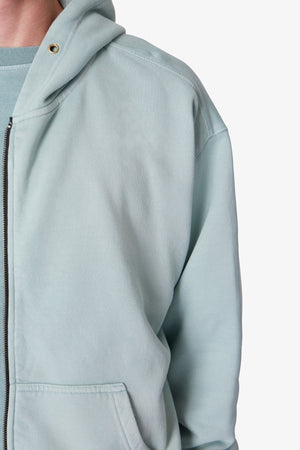 Faded Basic Zip Up Hoodie - Slate