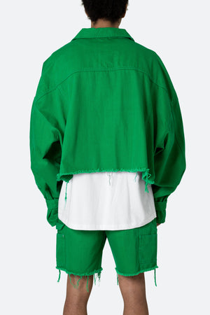 Frayed Denim Jacket - Green