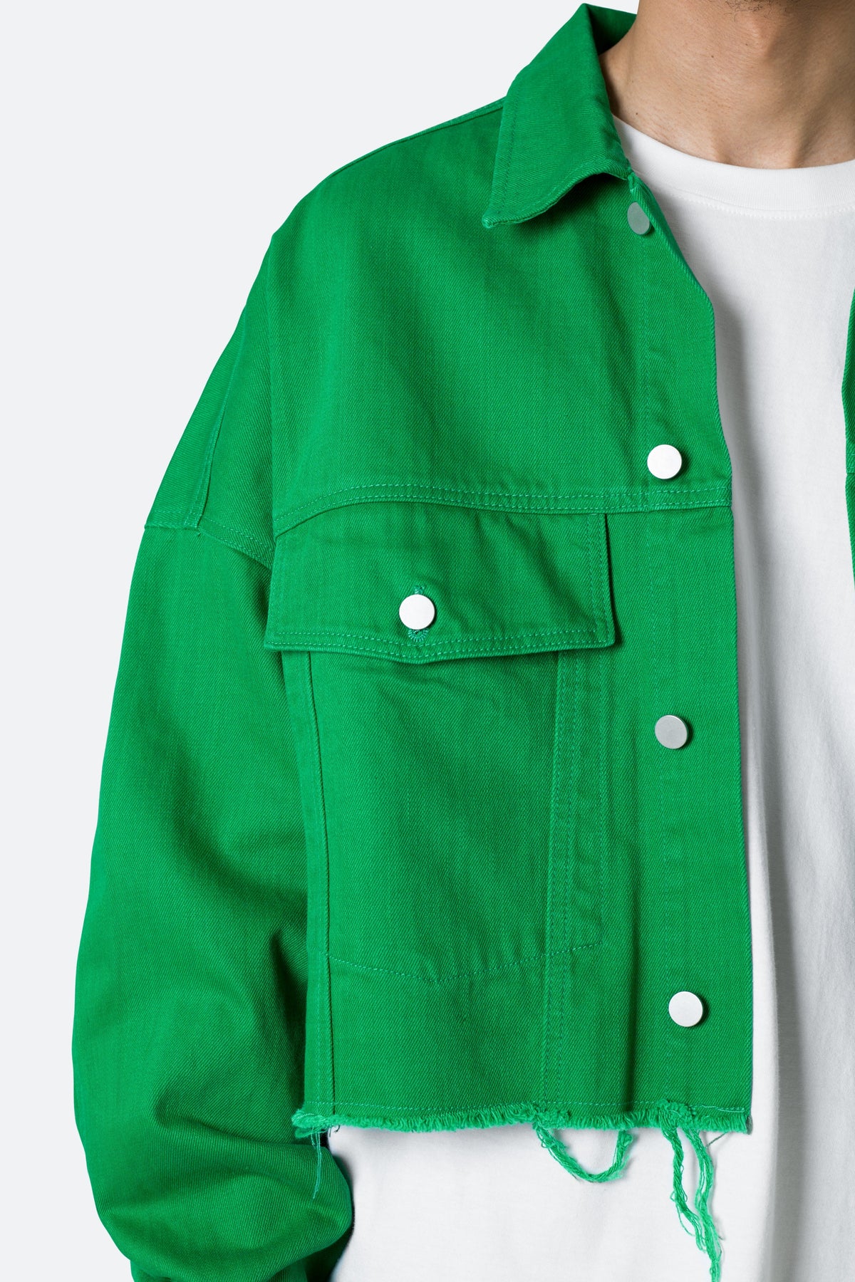 Frayed Denim Jacket - Green