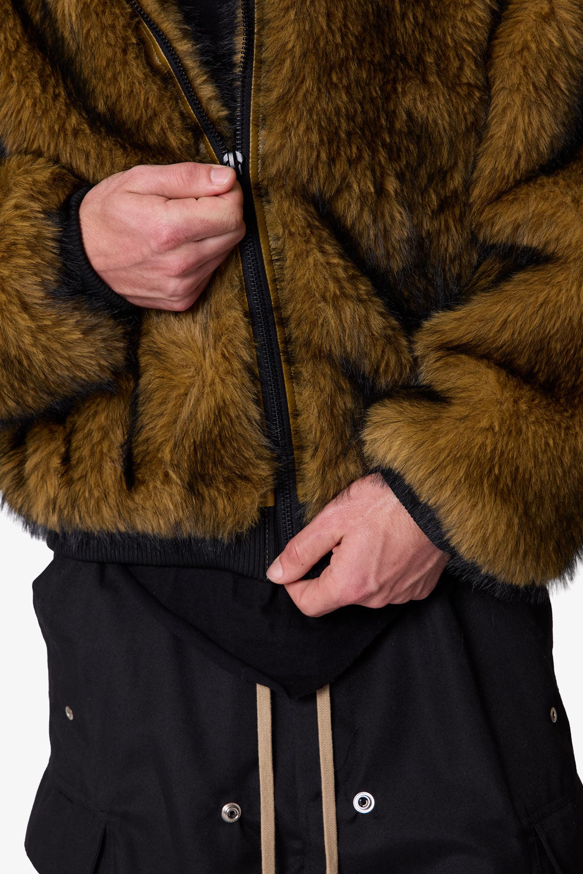 Fur Zip Up Jacket - Brown