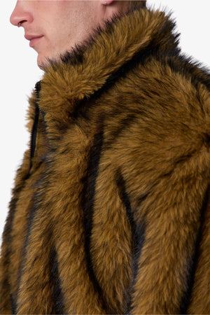 Fur Zip Up Jacket - Brown