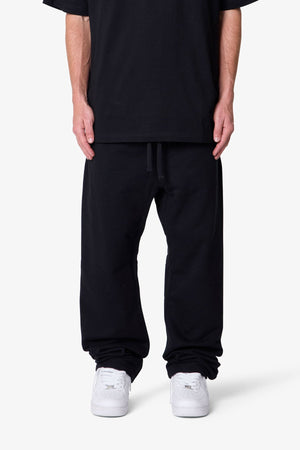 Heavy Basic Relaxed Sweatpants - Black