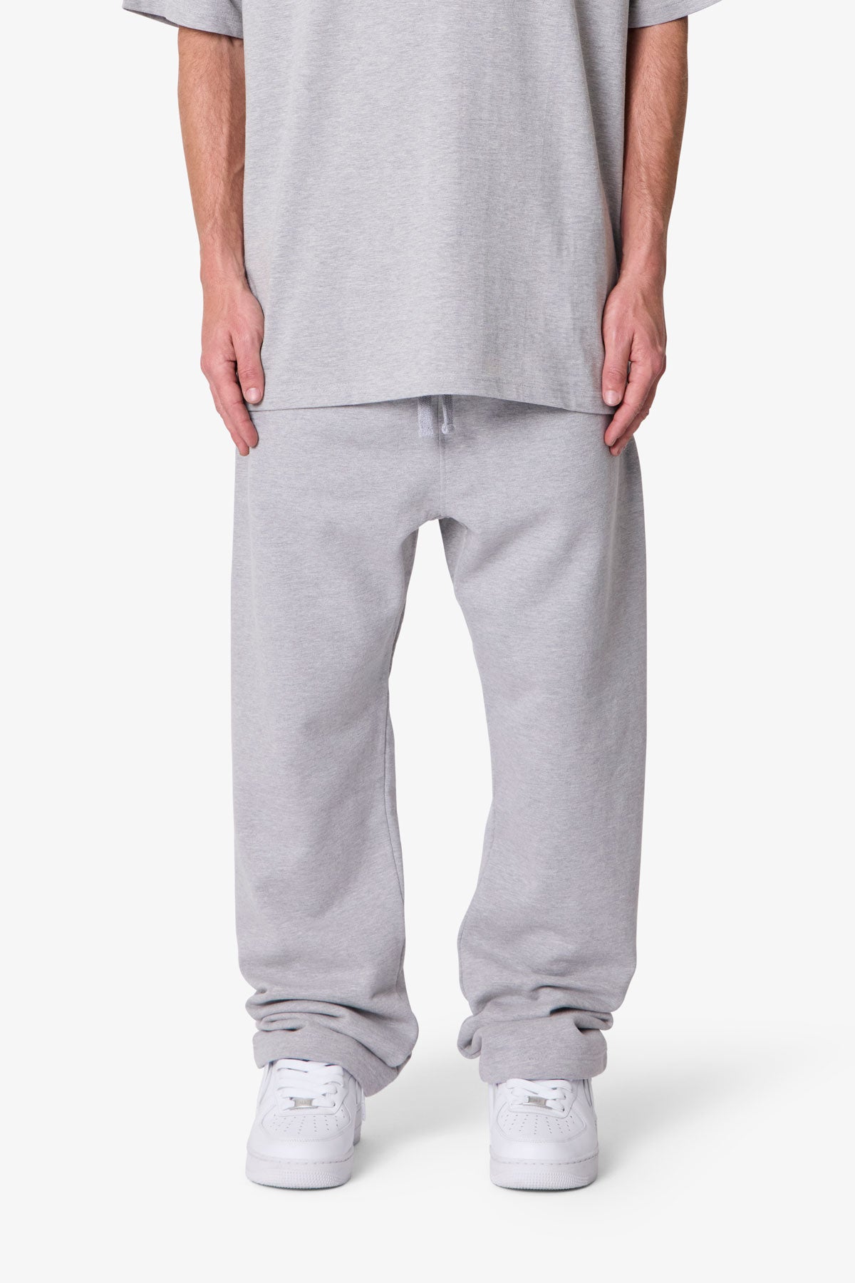 Heavy Basic Relaxed Sweatpants - Marled Grey