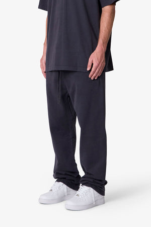 Heavy Basic Relaxed Sweatpants - Washed Black