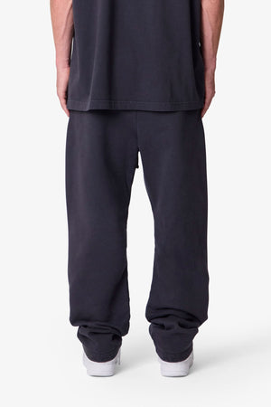 Heavy Basic Relaxed Sweatpants - Washed Black