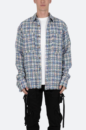 Heavyweight Raw Edge Flannel - Blue/White