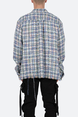 Heavyweight Raw Edge Flannel - Blue/White