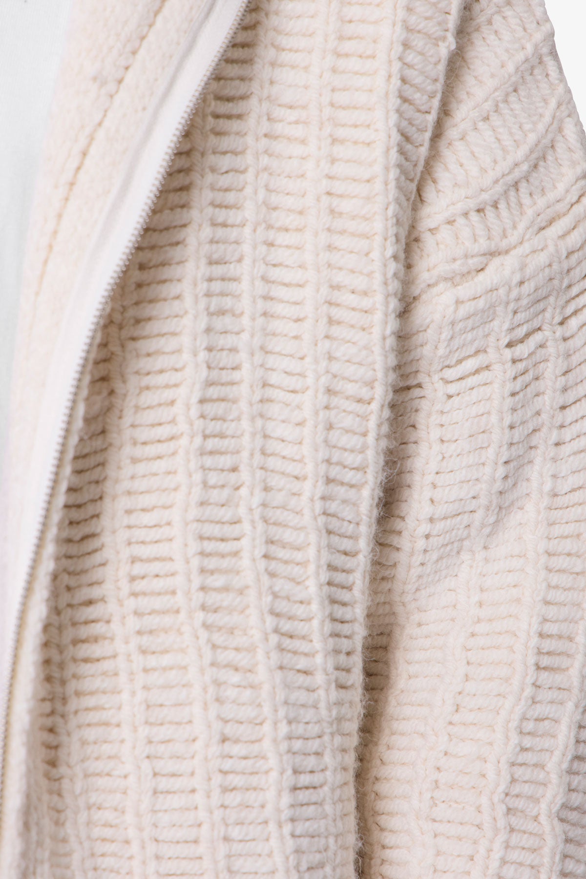 Knit Zip Up Hoodie - Off White