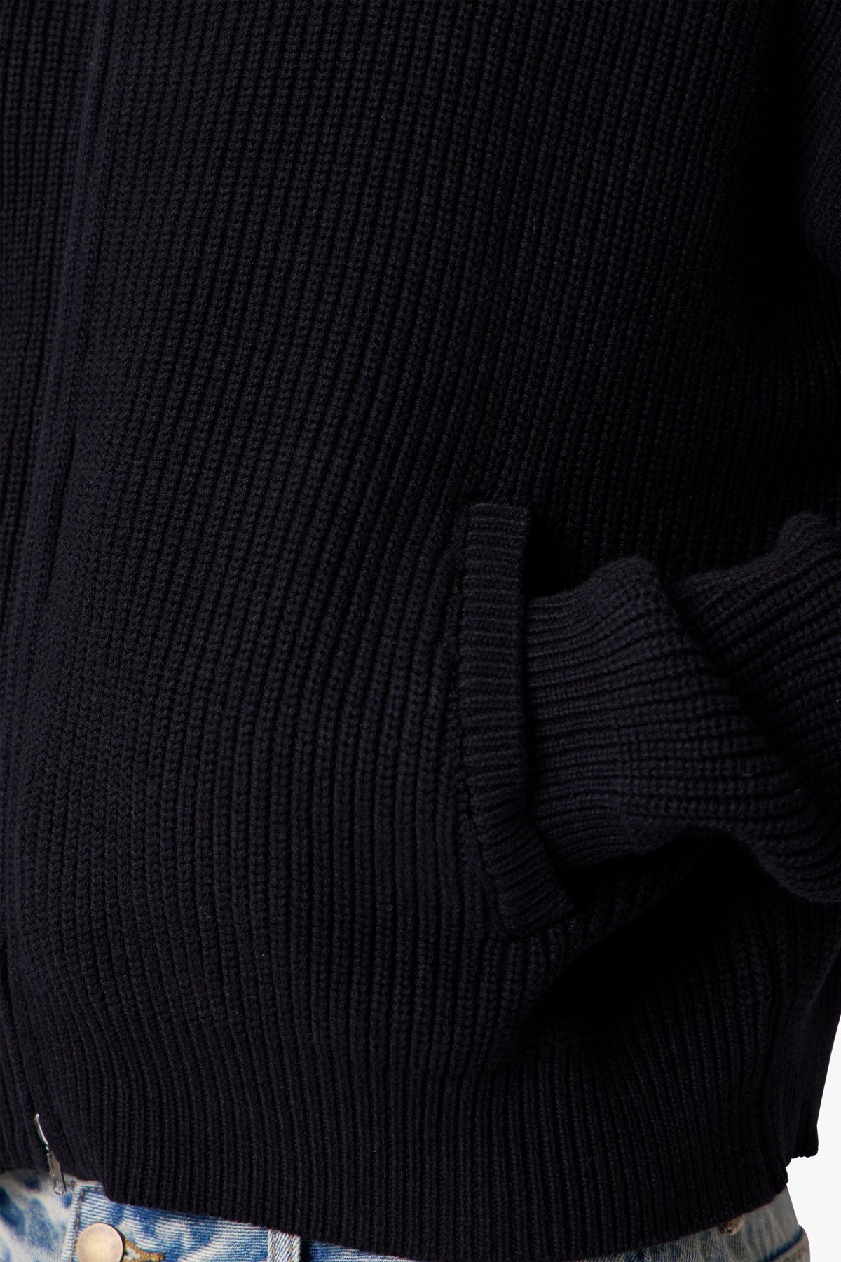 Knit Zip Up Sweater - Black