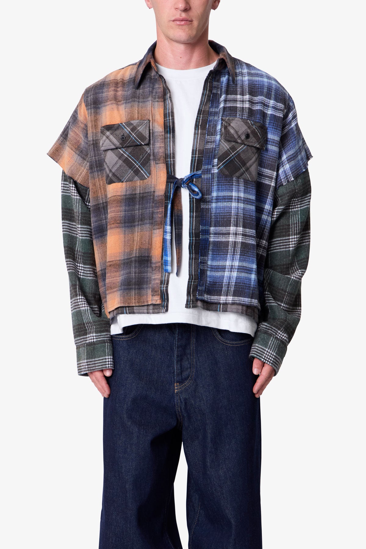 Knot Tie Mix Flannel Shirt - Multi