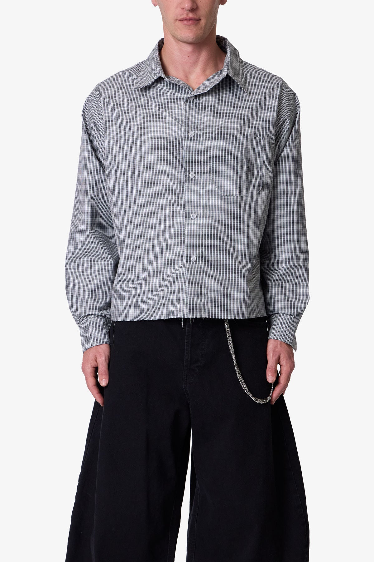 L/S Plaid Poplin Shirt - Grey