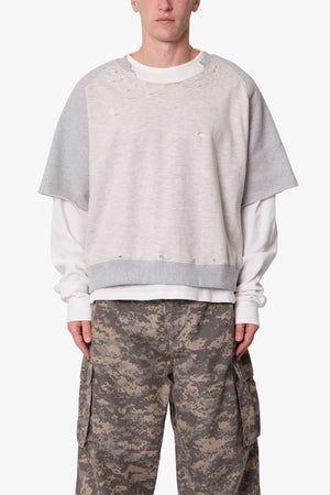 Layered Thermal Raglan Sweater - Heather Grey