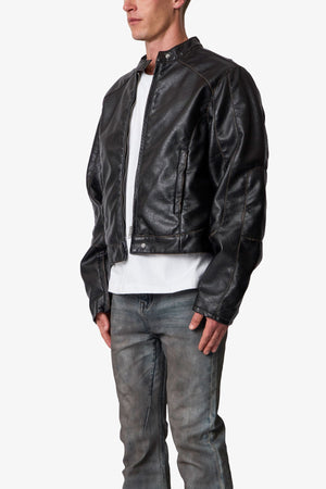 Leather Moto Jacket - Black