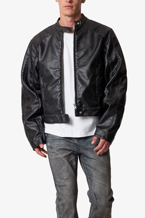 Leather Moto Jacket - Black