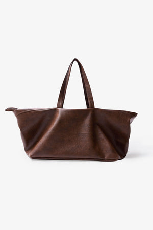 Leather Weekender Bag - Brown