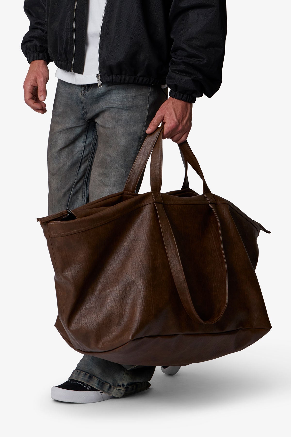 Leather Weekender Bag - Brown