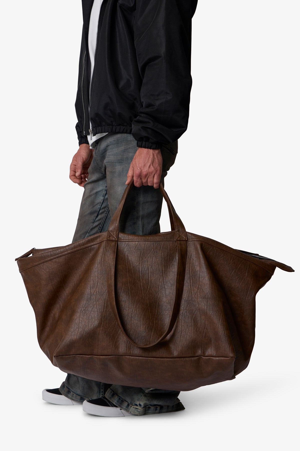 Leather Weekender Bag - Brown