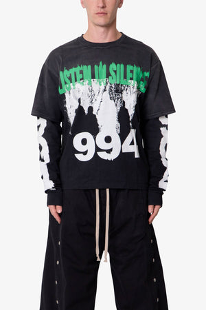 Listen in Silence L/S Tee - Black