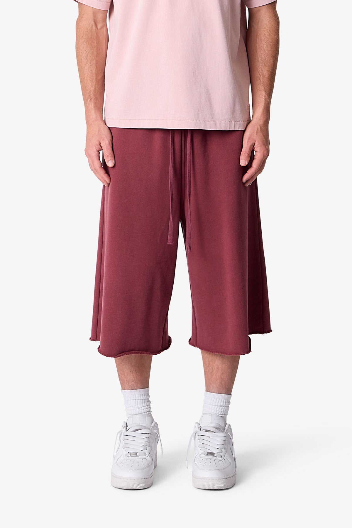 Long Sweatshorts - Washed Maroon