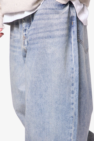 Mega Baggy Waxed Denim - Medium Blue