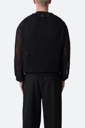 Mesh Knit Sweater - Black