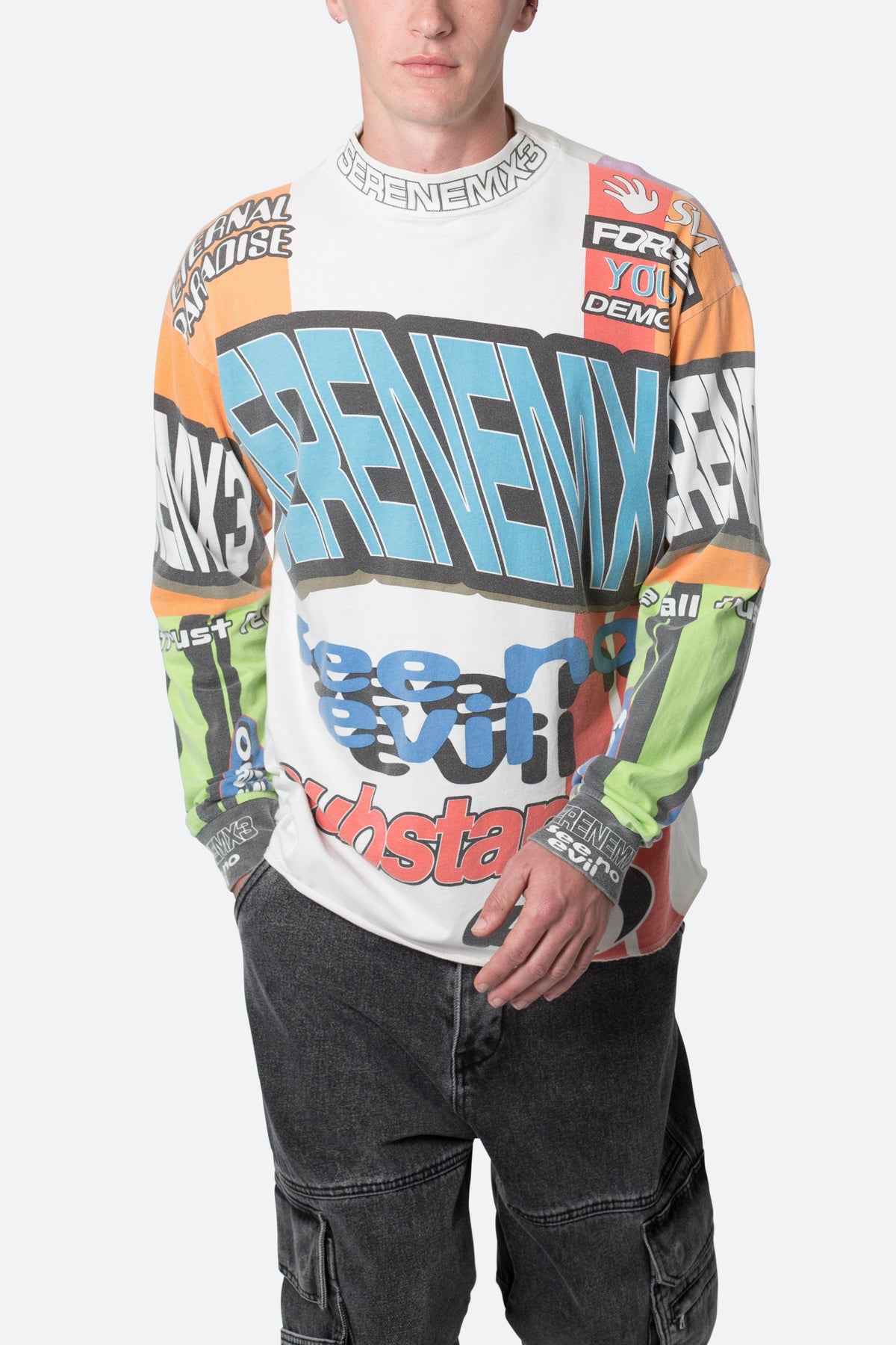 Mock Neck Motocross L/S Tee - Multi