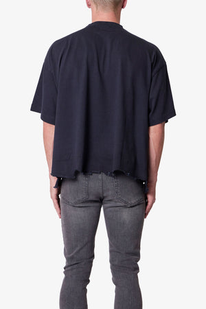 Moth Eaten Cropped Tee - Black