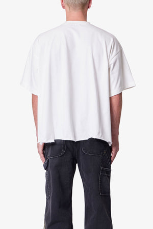 Moth Eaten Cropped Tee - White