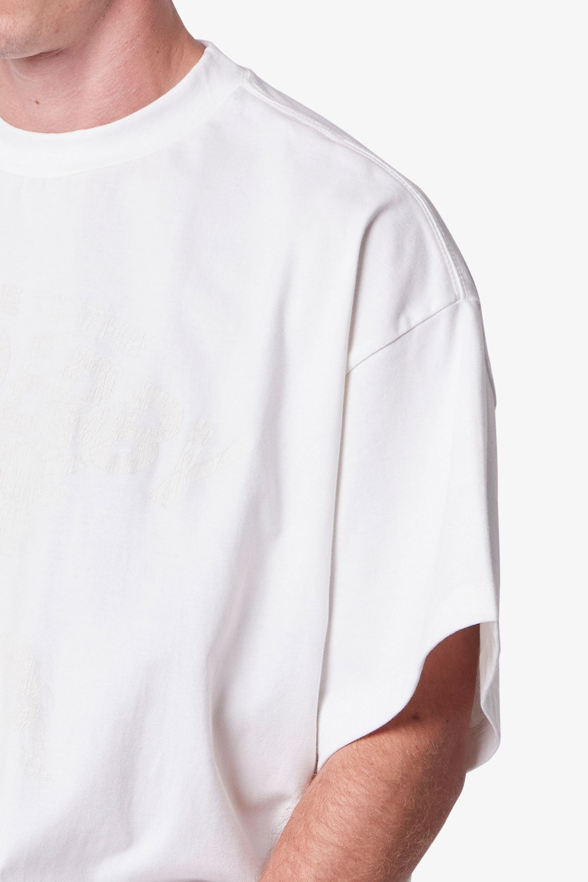 Moth Eaten Cropped Tee - White