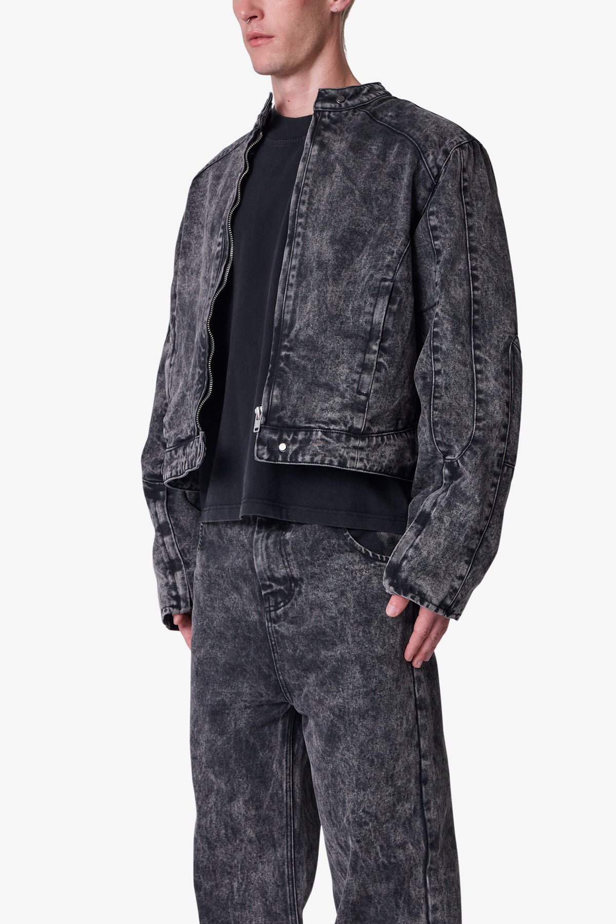 Moto Denim Jacket - Vintage Black
