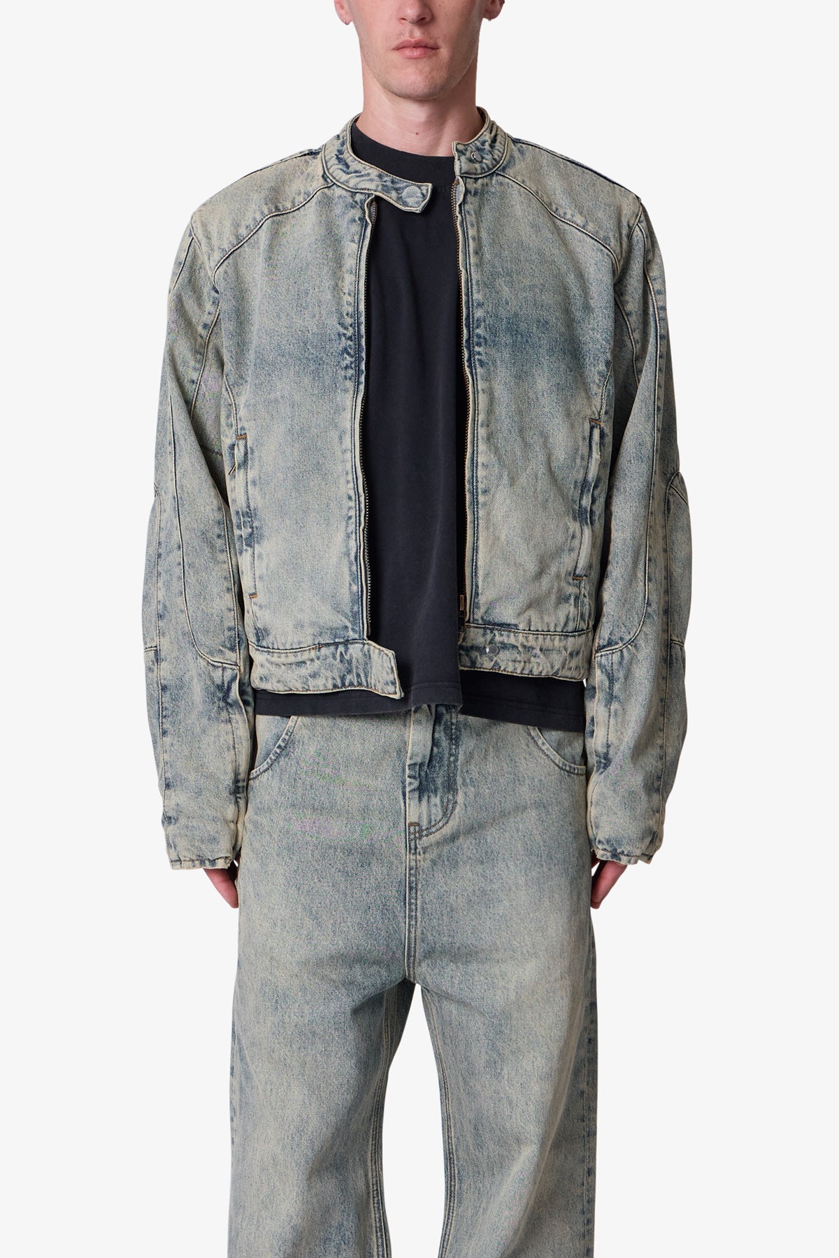 Moto Denim Jacket - Vintage Blue
