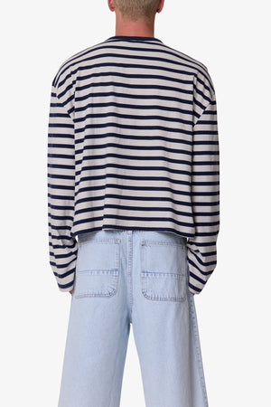 Multi Striped L/S Tee - White/Navy