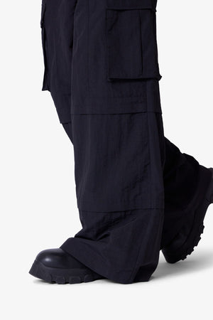 Nylon Rave Cargo Pants - Black