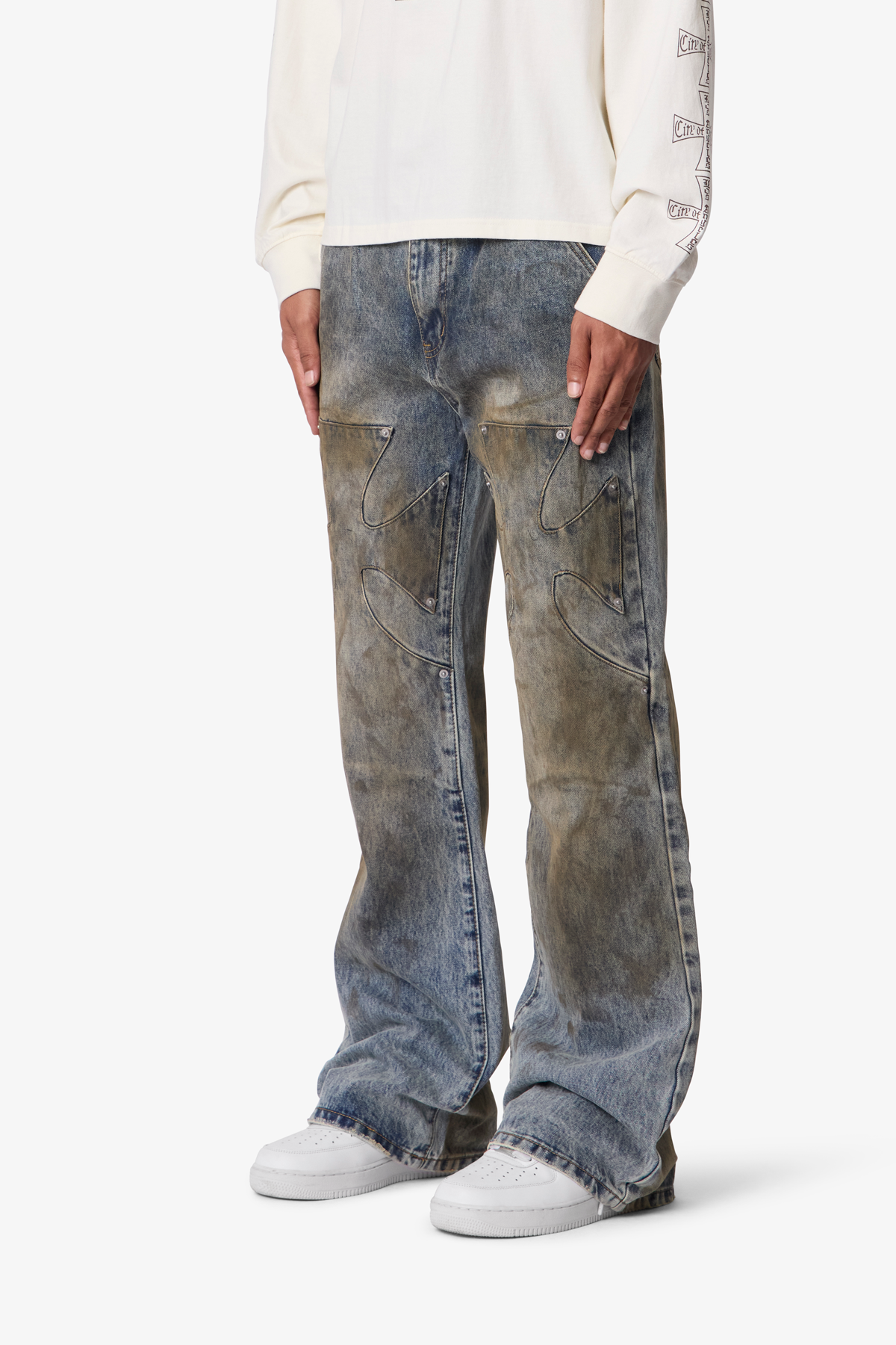 Oil Stain Iron Cross Denim - Blue