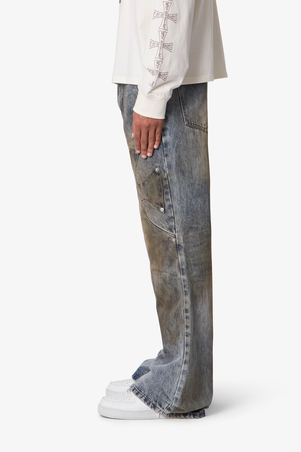 Oil Stain Iron Cross Denim - Blue