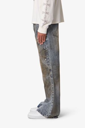 Oil Stain Iron Cross Denim - Blue