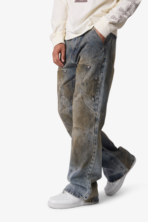 Oil Stain Iron Cross Denim - Blue