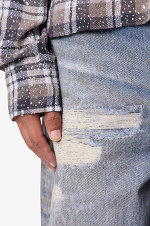 Oil Stain Printed Rave Denim - Blue