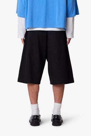 Pleated Twill Shorts - Black