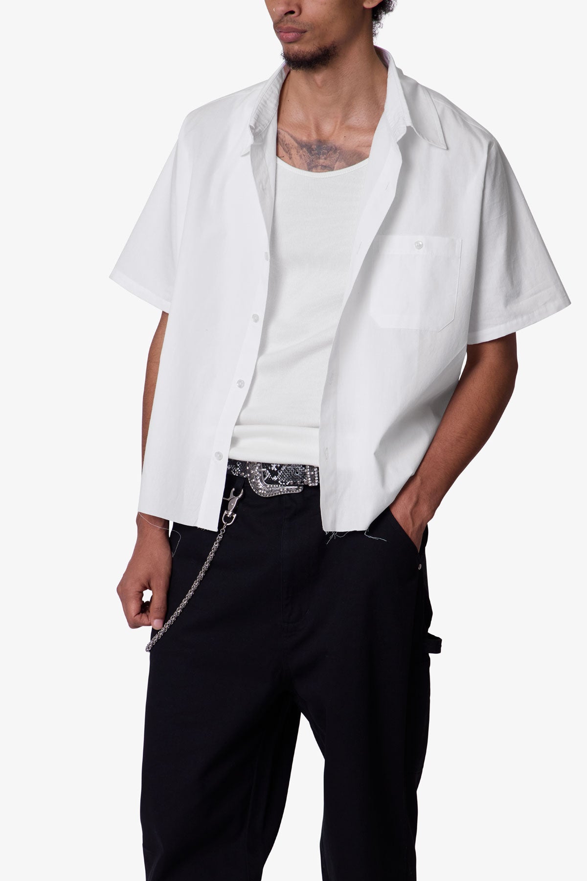 Poplin Cropped S/S Shirt - White