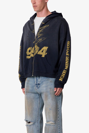 Quiet Zip Up Hoodie - Washed Black