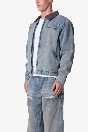 Quilted Lined Work Jacket - Vintage Blue
