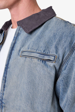 Quilted Lined Work Jacket - Vintage Blue