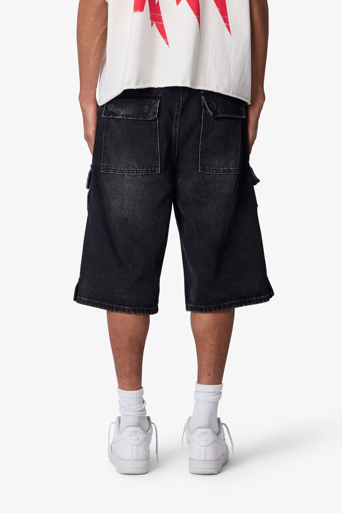 Rave Cargo Denim Shorts - Vintage Black